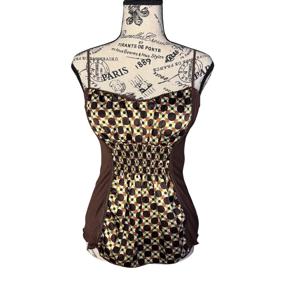 VTG XOXO Y2K Sleeveless Corset‎ Top Size Medium 2000s Smocked Clubbing Cute Chic